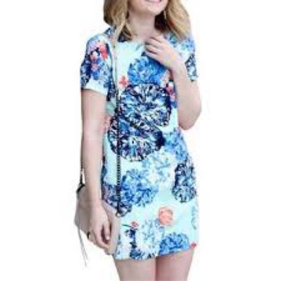 J.Crew Floral Shift Dress Blue & Coral Print Size 6 NWT - Picture 1 of 9